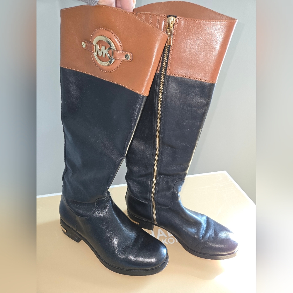 Michael Kors Stockard Black and Tan Mid-calf Boots